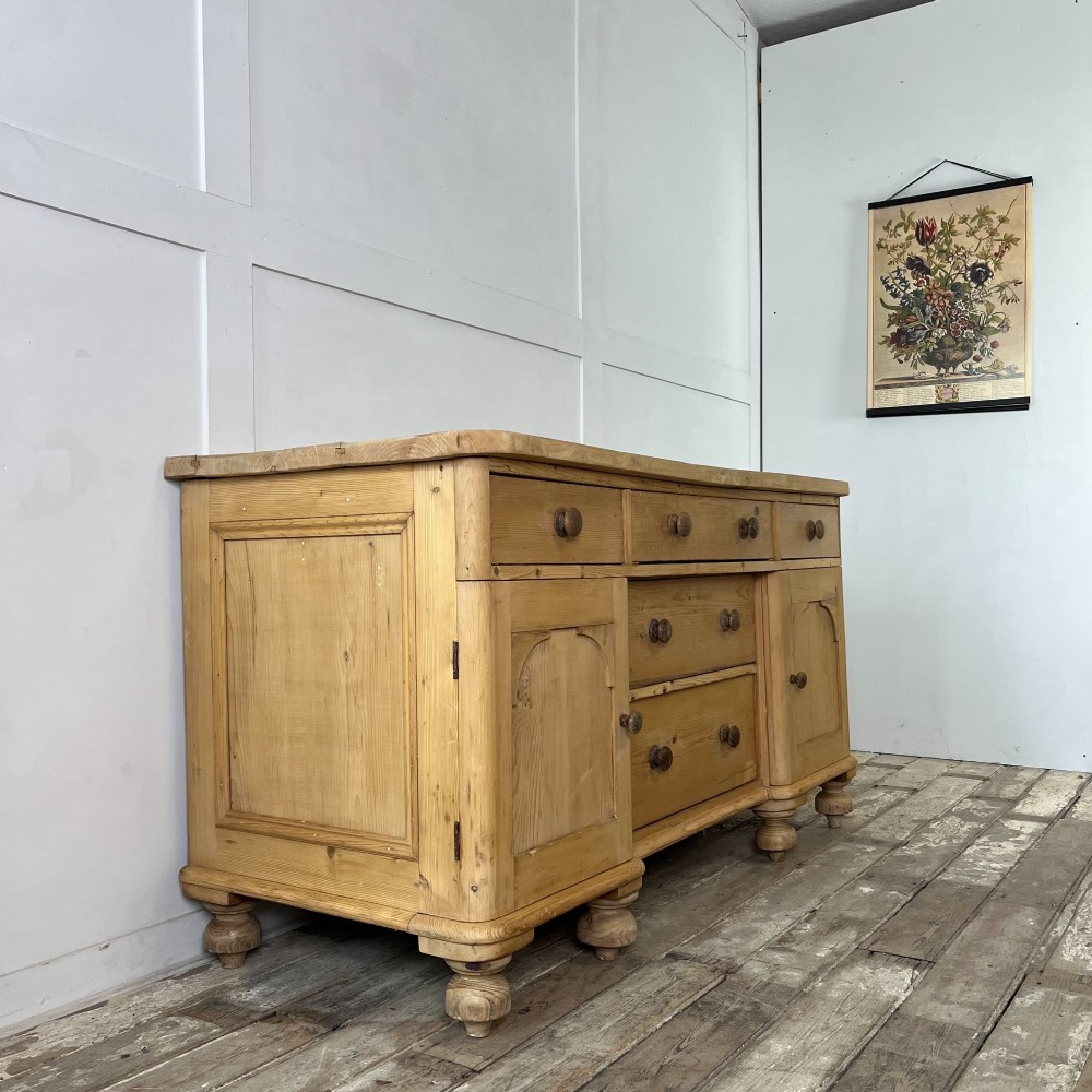 Victorian Pine and Sycamore Kitchen Dresser Base View X