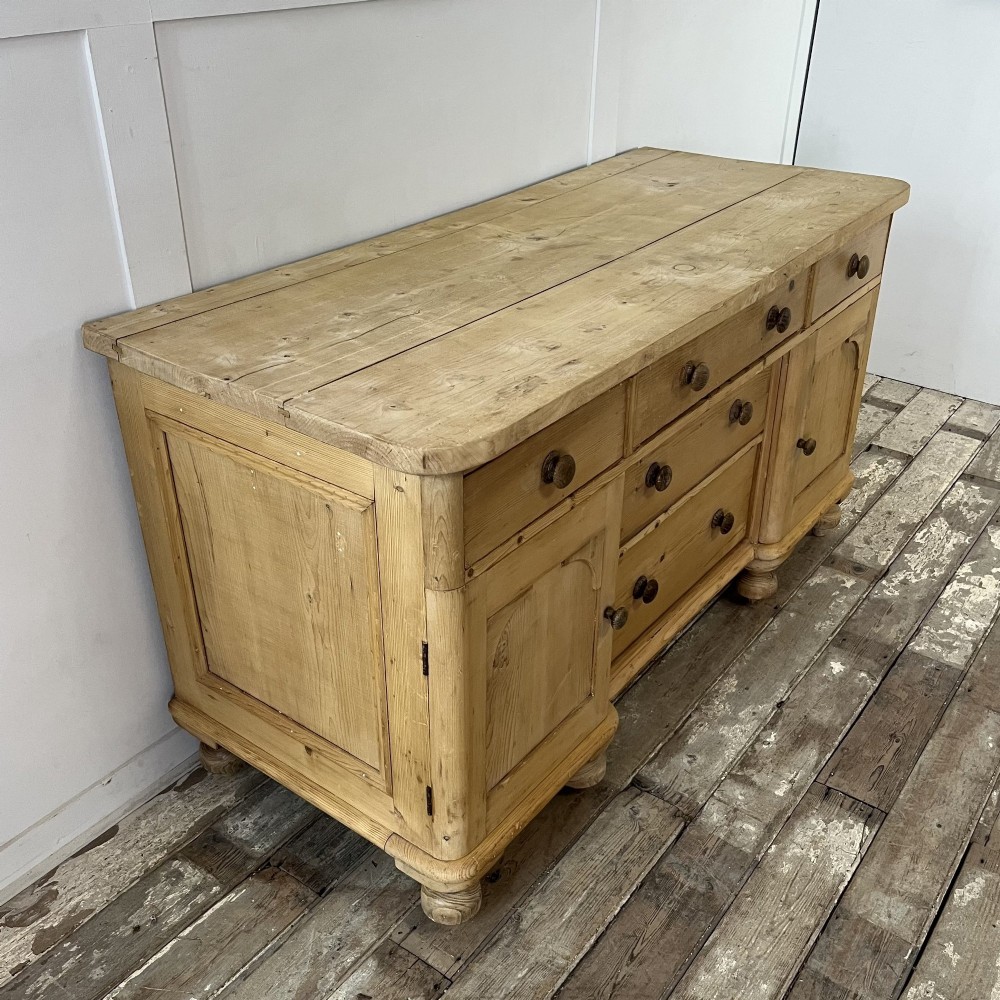 Victorian Pine and Sycamore Kitchen Dresser Base View XI