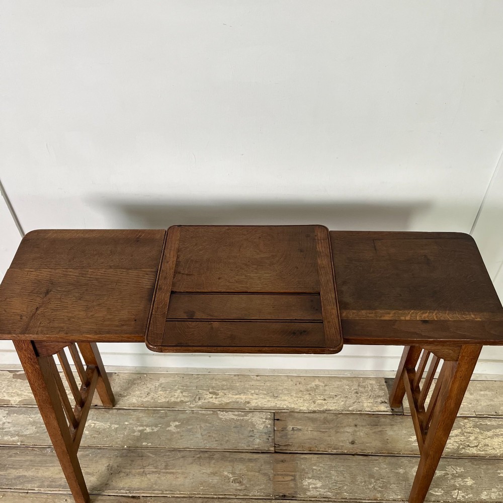 Arts and Crafts Oak Reading Table View XII