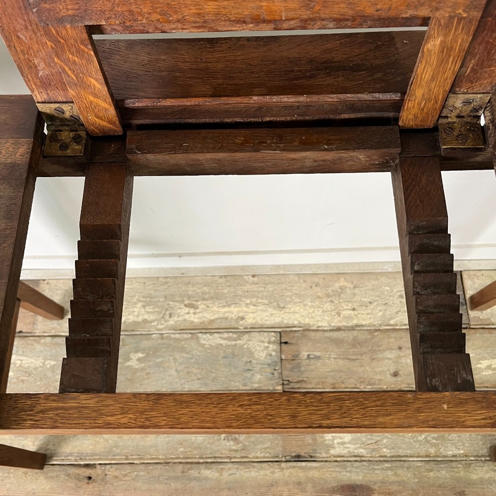 Arts and Crafts Oak Reading Table View XIV