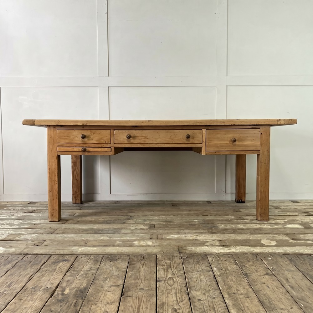 Large Victorian Pine Kitchen Prep Table