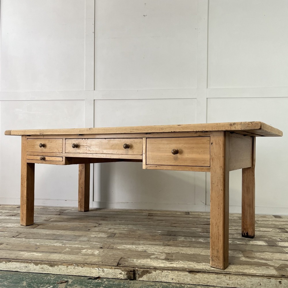 Large Victorian Pine Kitchen Prep Table View II