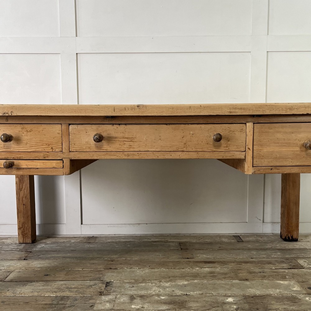 Large Victorian Pine Kitchen Prep Table View IV