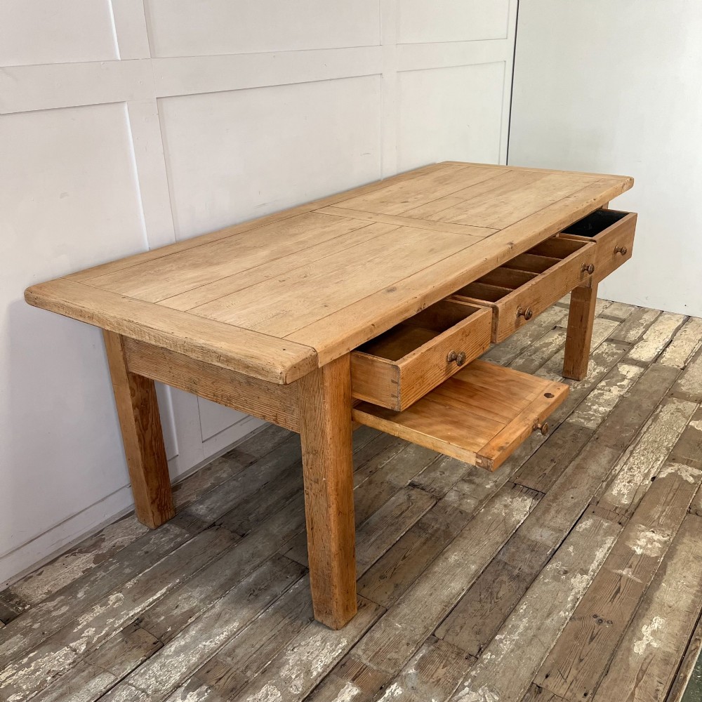 Large Victorian Pine Kitchen Prep Table View VIII