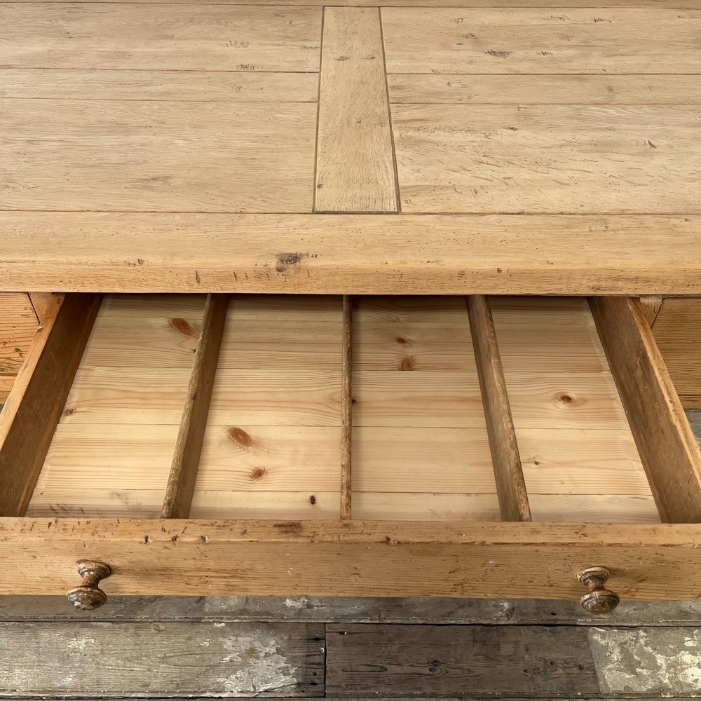 Large Victorian Pine Kitchen Prep Table View IX