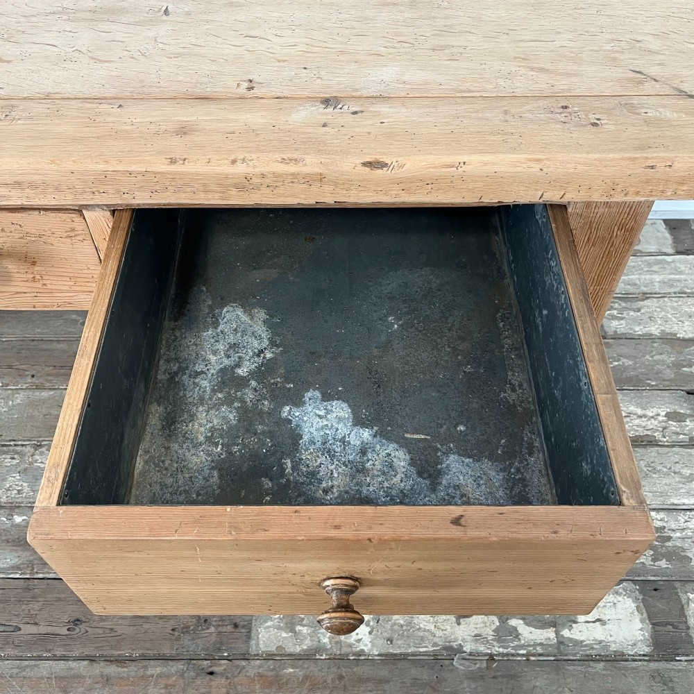 Large Victorian Pine Kitchen Prep Table View XI