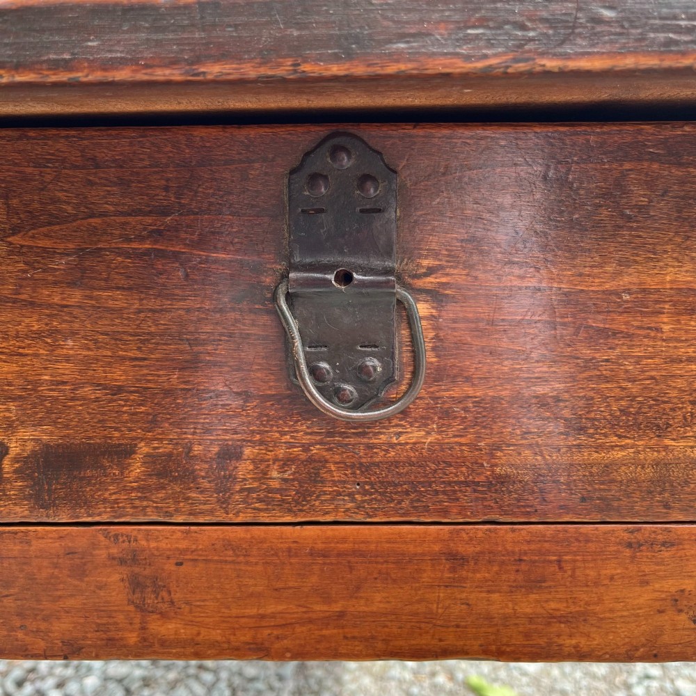 An exceptionally long 19th-century French cherrywood farmhouse table featuring a flat wooden top, straight aprons, and four square tapered legs. View VIII