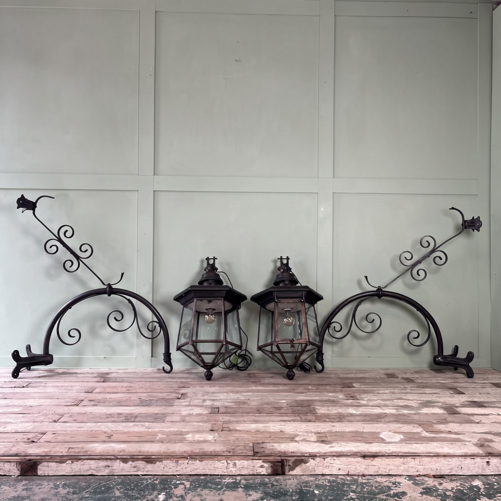 Pair of Very Large REVO "Leicester" Lanterns & Brackets