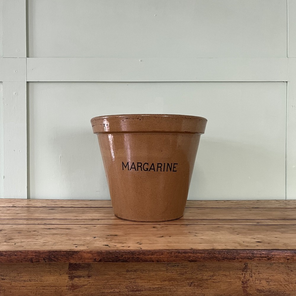 Large Edwardian Glazed Stoneware Margarine Bowl