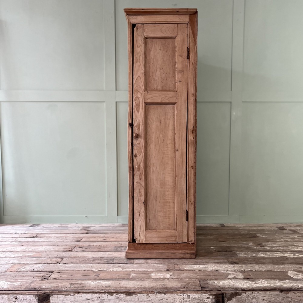 An 18th-century Welsh standing elm food cupboard featuring twin panelled doors open to reveal multiple interior shelves set against a pale background. View VIII