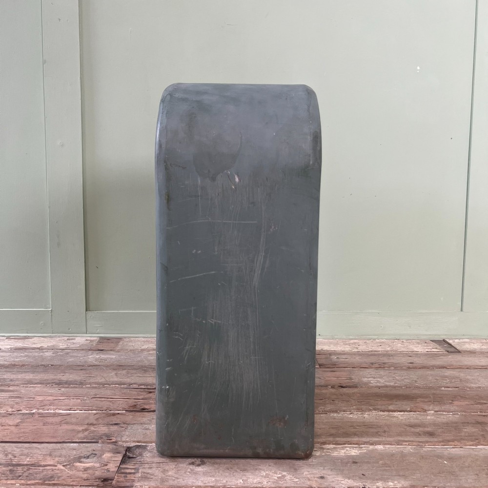 A cast iron George VI post box with a raised GR Royal cypher alongside a tall matching metal pedestal stand. View XII