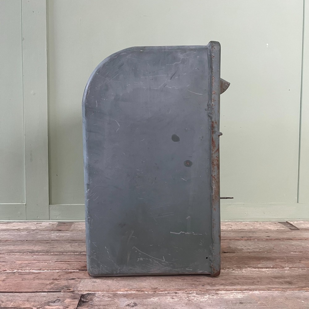 A cast iron George VI post box with a raised GR Royal cypher alongside a tall matching metal pedestal stand. View XIII