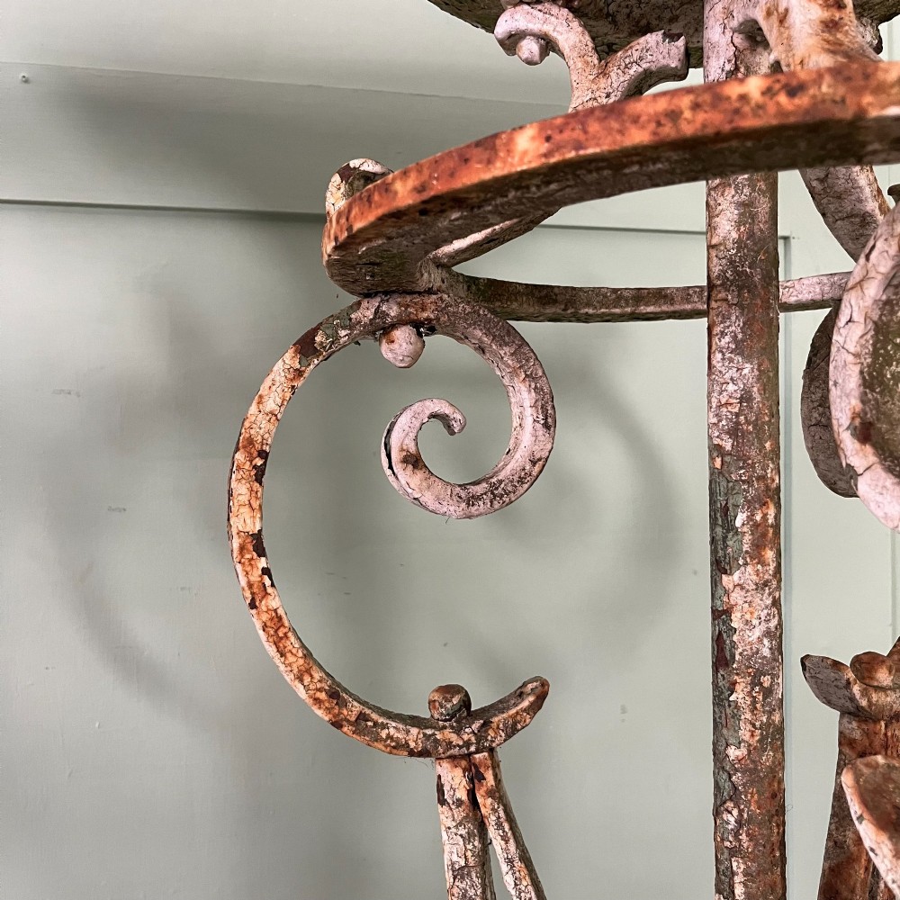 Pair of Tall Antique Victorian Wrought Iron Jardiniere Plant Stands View V