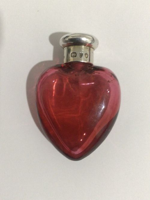 Sampson Mordan Victorian silver & cranberry scent bottle 