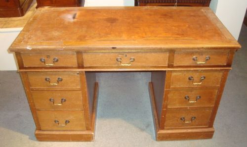 Victorian Walnut Pedestal Desk of Classic Proportions.