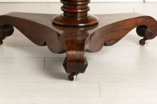 REGENCY ROSEWOOD DRUM TABLE WITH MAHOGANY LINED DRAWERS BRASS KNOBS C1820 - ADDITIONAL PHOTO 7