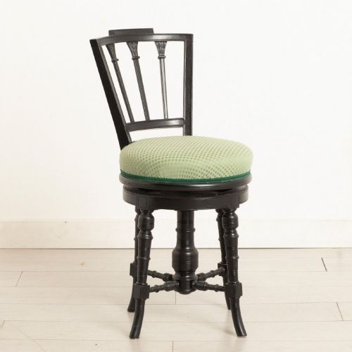 ANTIQUE EBONISED SWIVEL BASE PIANO STOOL - ADDITIONAL PHOTO 1