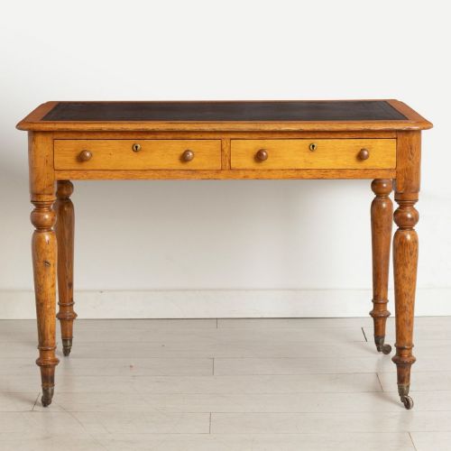 VICTORIAN WRITING TABLE IN OAK WITH LEATHER TOP - ADDITIONAL PHOTO 1