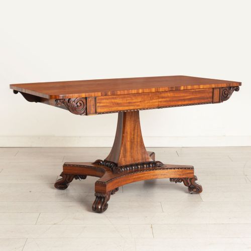 Regency Library Table in Rare Tropical Hardwood, Gonçalo Alves C.1820