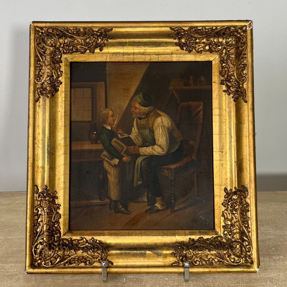 Pair of Early 19th Oil on Tin Paintings View II