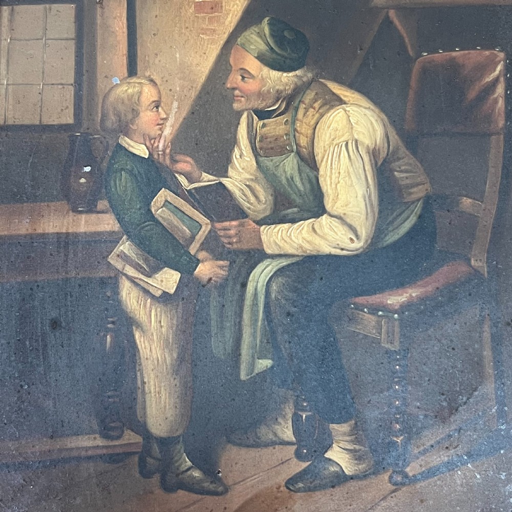Pair of Early 19th Oil on Tin Paintings View III