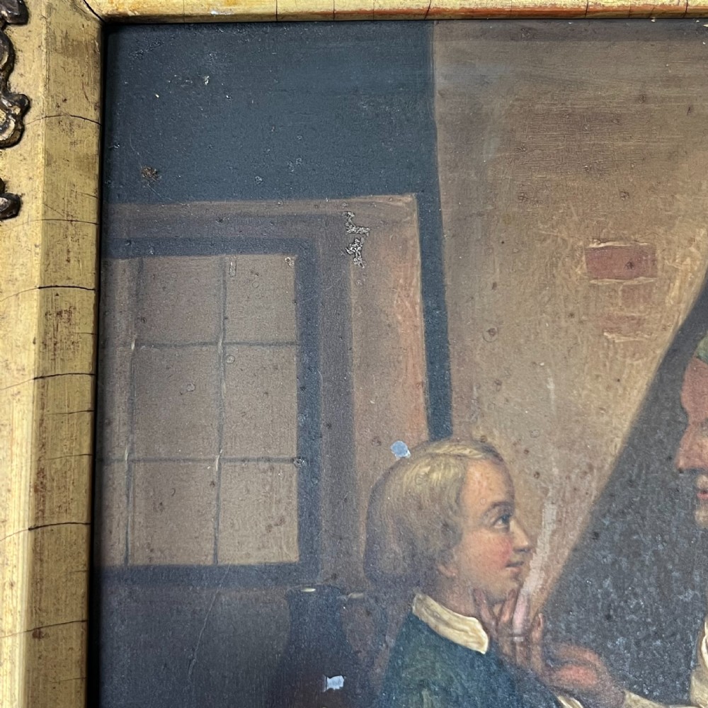 Pair of Early 19th Oil on Tin Paintings View V