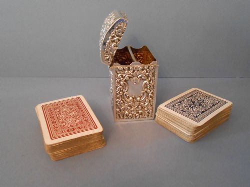 super antique silver miniature playing card case 1911 - CATEGORY: ANTIQUE SILVER - DATED EDWARDIAN