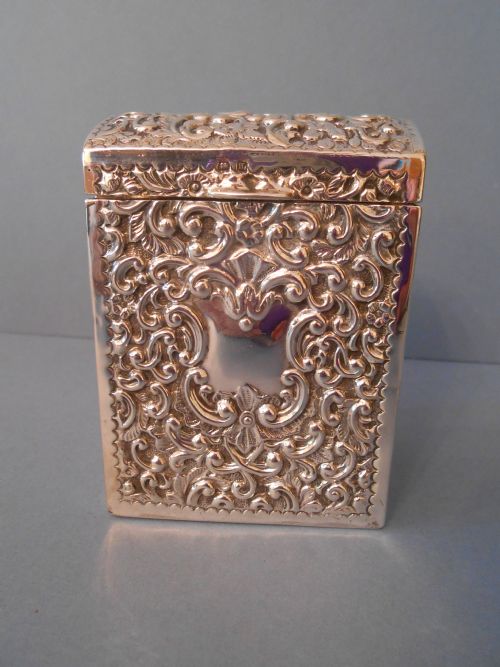 SUPER ANTIQUE SILVER MINIATURE PLAYING CARD CASE 1911 - ADDITIONAL PHOTO 1