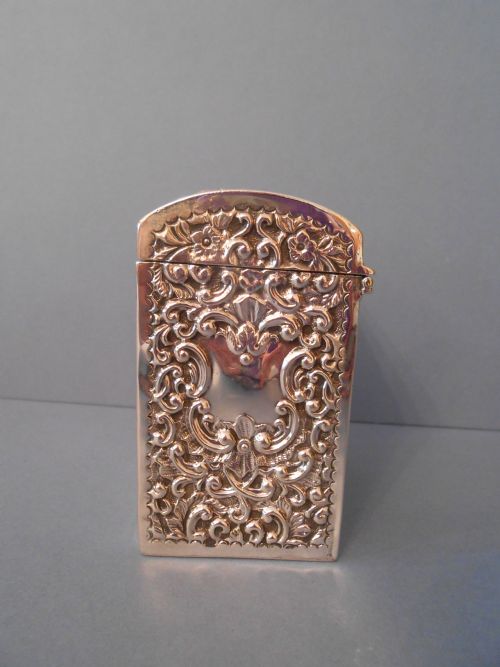 SUPER ANTIQUE SILVER MINIATURE PLAYING CARD CASE 1911 - ADDITIONAL PHOTO 3