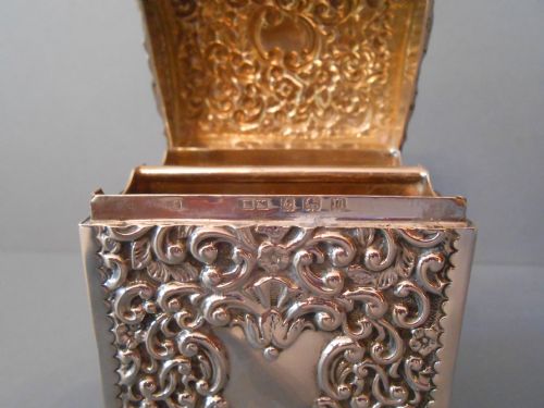 SUPER ANTIQUE SILVER MINIATURE PLAYING CARD CASE 1911 - ADDITIONAL PHOTO 6