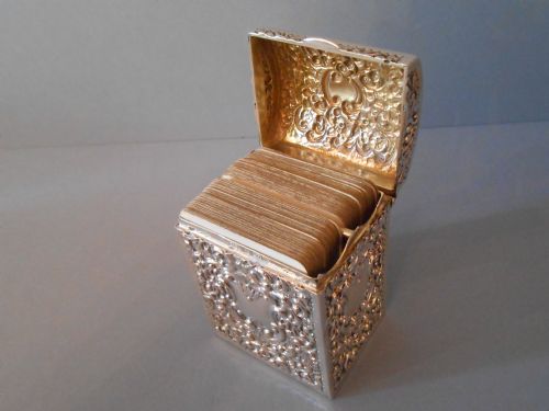 SUPER ANTIQUE SILVER MINIATURE PLAYING CARD CASE 1911 - ADDITIONAL PHOTO 7