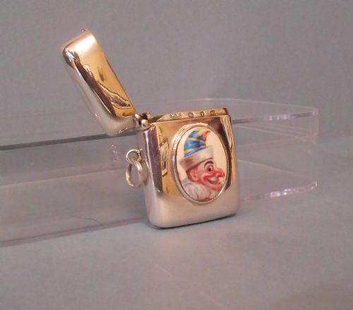 EXCELLENT VICTORIAN SOLID SILVER ENAMEL VESTA CASE 1898 - ADDITIONAL PHOTO 1