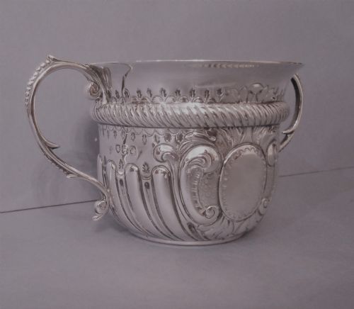 LATE VICTORIAN ANTIQUE SOLID SILVER PORRINGER - ADDITIONAL PHOTO 1