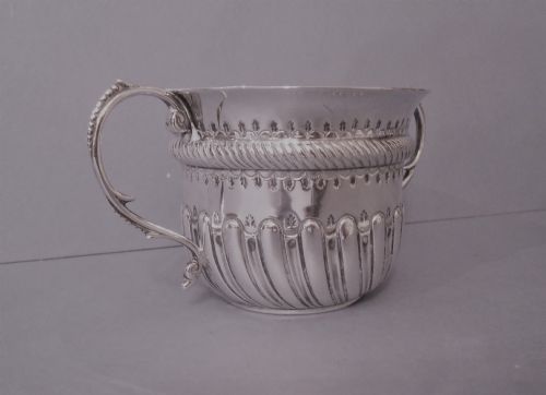 LATE VICTORIAN ANTIQUE SOLID SILVER PORRINGER - ADDITIONAL PHOTO 2