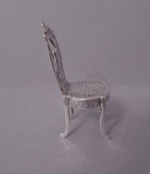 PAIR OF ANTIQUE MINIATURE SOLID SILVER CHAIRS - ADDITIONAL PHOTO 4