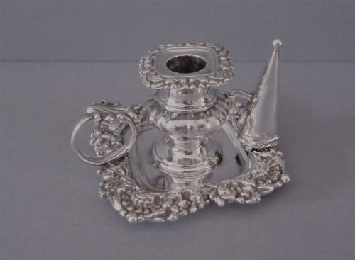 ANTIQUE GEORGIAN SOLID SILVER CHAMBERSTICK WITH SNUFFER 1825 - ADDITIONAL PHOTO 1