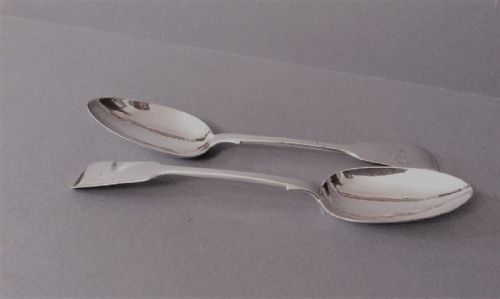 PAIR OF ANTIQUE EXETER SILVER SERVINGTABLESPOONS 1859 - ADDITIONAL PHOTO 1