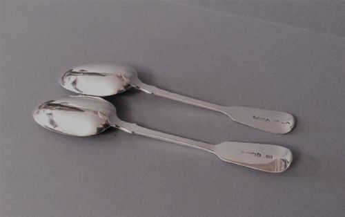 PAIR OF ANTIQUE EXETER SILVER SERVINGTABLESPOONS 1859 - ADDITIONAL PHOTO 2