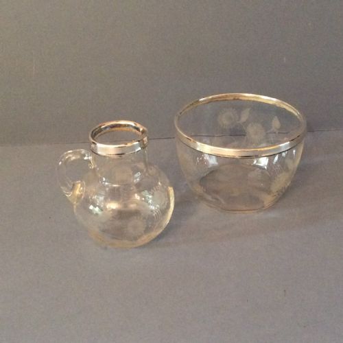 ANTIQUE EDWARDIAN SILVERRIMMED JUG AND BOWL - ADDITIONAL PHOTO 4