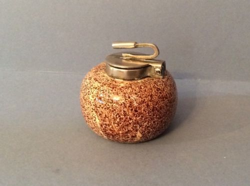 silverplated curling stone inkwellpaperweight - CATEGORY: ANTIQUE MISCELLANEOUS - DATED VICTORIAN