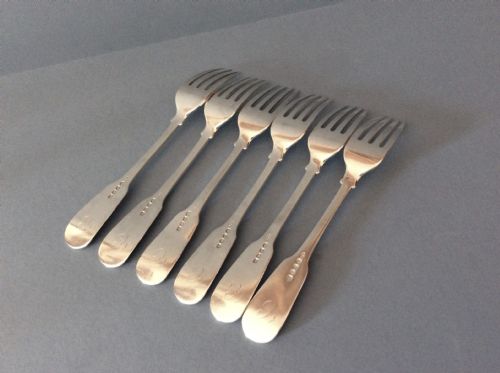 6 PAUL STORR ANTIQUE GEORGIAN SOLID SILVER DINNER FORKS - ADDITIONAL PHOTO 3
