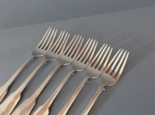 6 PAUL STORR ANTIQUE GEORGIAN SOLID SILVER DINNER FORKS - ADDITIONAL PHOTO 4