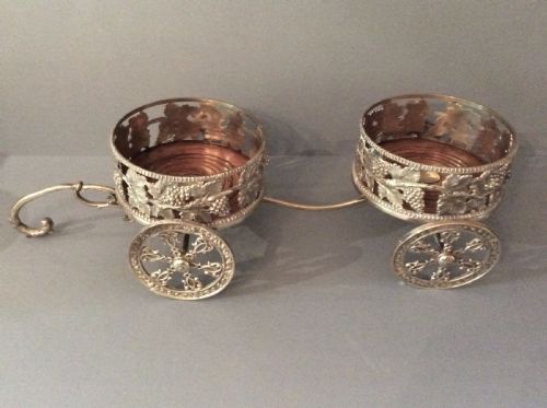 ANTIQUE VICTORIAN SILVER PLATED WINE COASTERTROLLEY - ADDITIONAL PHOTO 1
