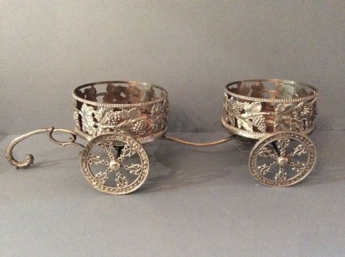 ANTIQUE VICTORIAN SILVER PLATED WINE COASTERTROLLEY - ADDITIONAL PHOTO 2