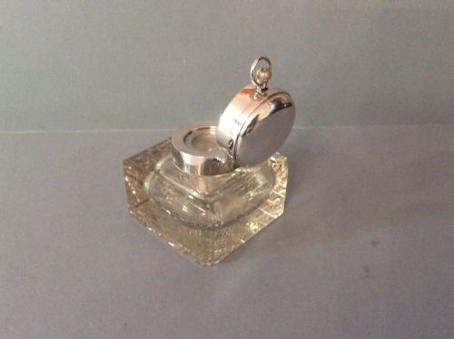 ANTIQUE EDWARDIAN SILVER POCKET WATCH HOLDER AND INK WELL - ADDITIONAL PHOTO 2