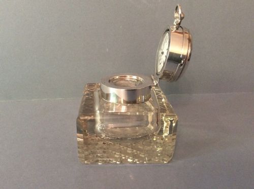 ANTIQUE EDWARDIAN SILVER POCKET WATCH HOLDER AND INK WELL - ADDITIONAL PHOTO 3