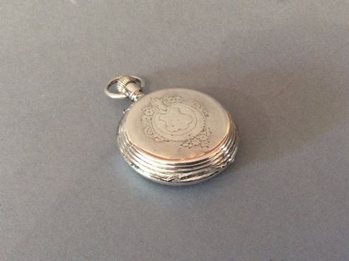 ANTIQUE EDWARDIAN SILVER POCKET WATCH HOLDER AND INK WELL - ADDITIONAL PHOTO 5