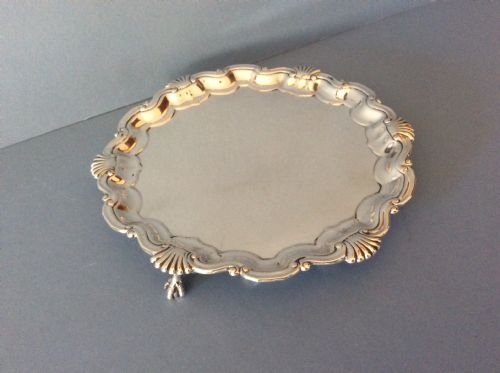 ANTIQUE VICTORIAN SOLID SILVER SALVER TRAY WAITER - ADDITIONAL PHOTO 1