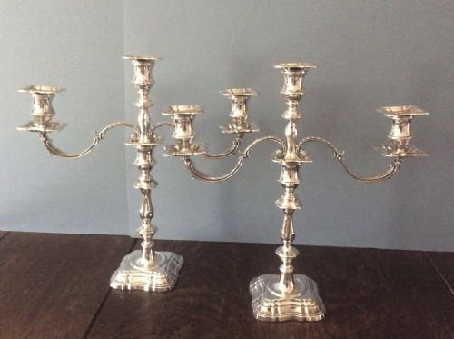 pair of solid silver candelabra - CATEGORY: ANTIQUE SILVER - DATED 1960