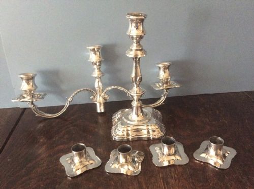 PAIR OF SOLID SILVER CANDELABRA - ADDITIONAL PHOTO 1
